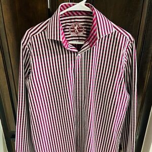 Bugatchi Men's Large Classic Fit Long Sleeve Button Down Shirt Preppy Colorful